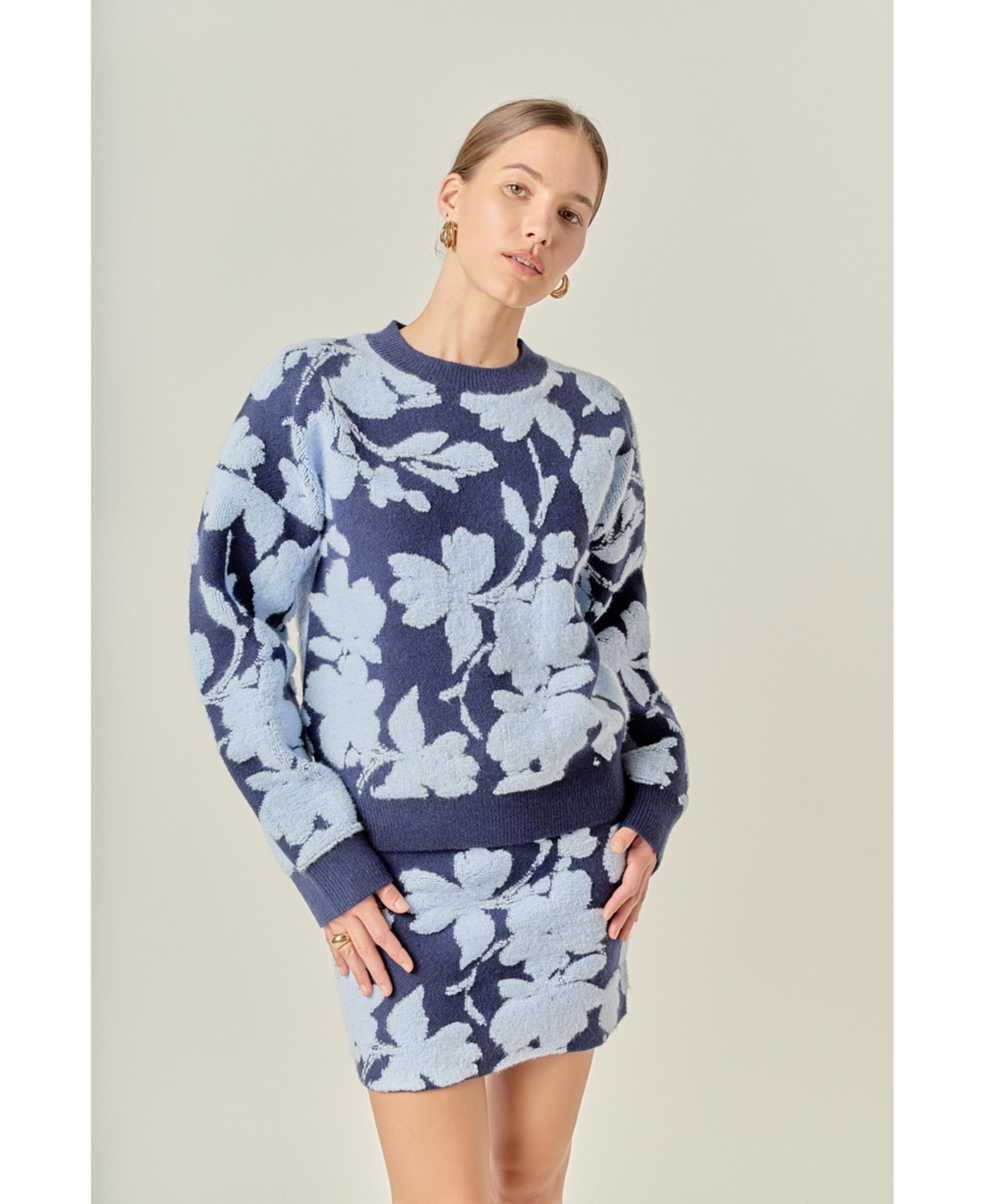 English Factory Women's Fuzzy Flower Sweater