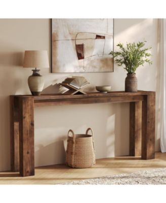 Solid Wood Console Table for Entryway, 70.9-Inch Extra Long Farmhouse Sofa Table Behind Couch
