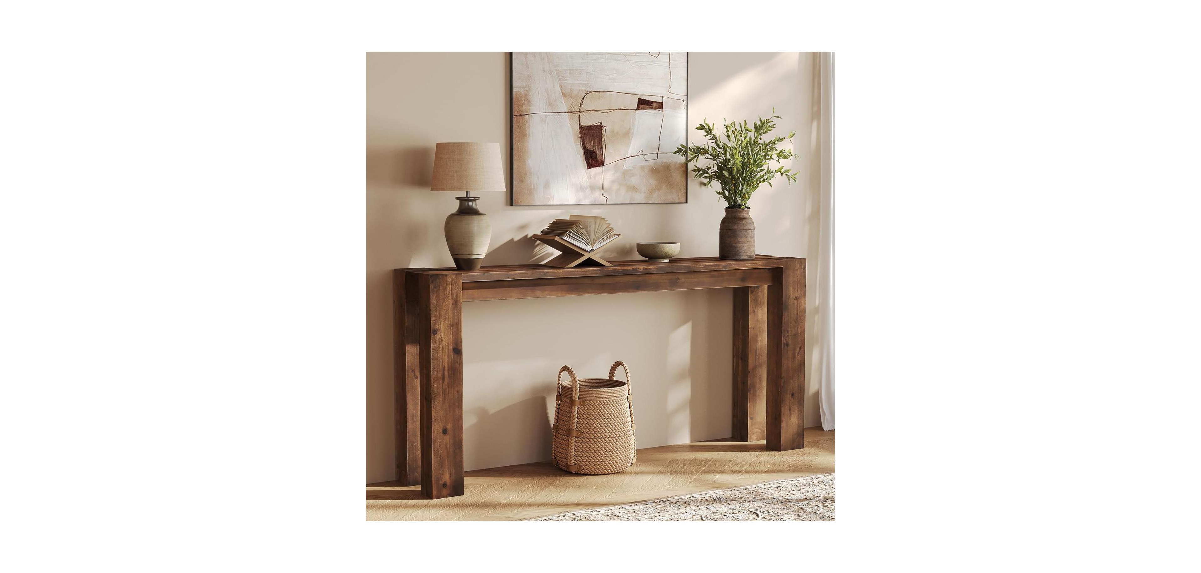 Tribesigns Solid Wood Console Table for Entryway, 70.9-Inch Extra Long Farmhouse Sofa Table Behind Couch