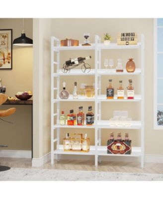 5-Tier Industrial Bookshelf, 71”H x 47”W Etagere Bookcase, Freestanding Double Wide Book Shelf for Storage and Display