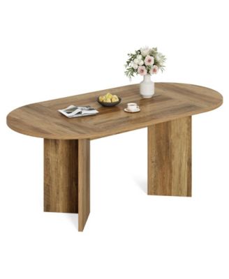 63" Oval Farmhouse Dining Table for 4-6, MDF Kitchen Table