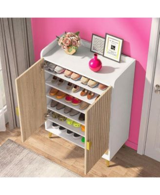 Shoe Organizer Cabinet with Doors and Shelf