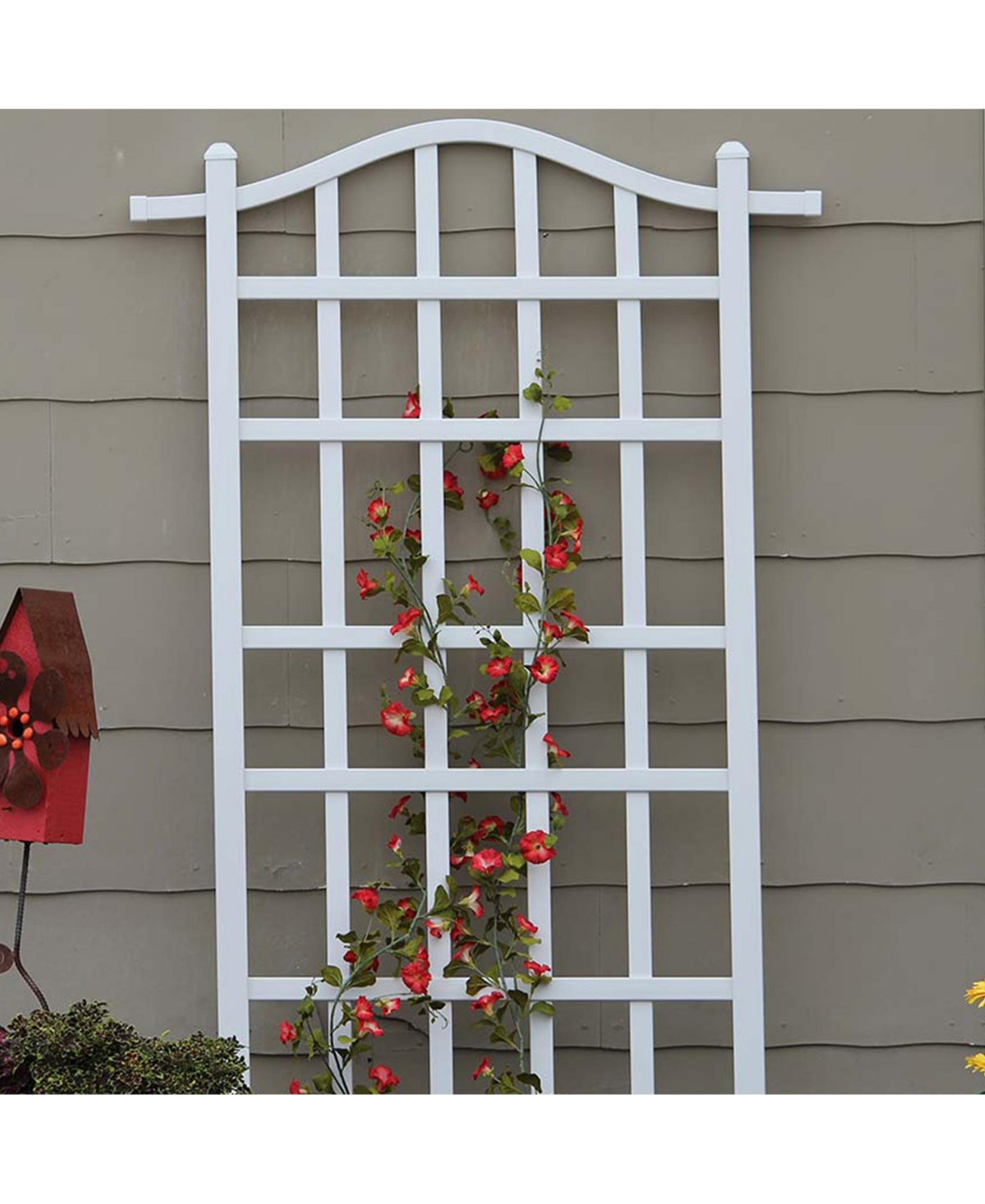 Dura-Trel Melrose 35 x 75 Inch Vinyl Outdoor Garden Patio Plant Trellis, White