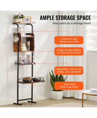 Elevated Pet Feeding Station with Storage Shelves