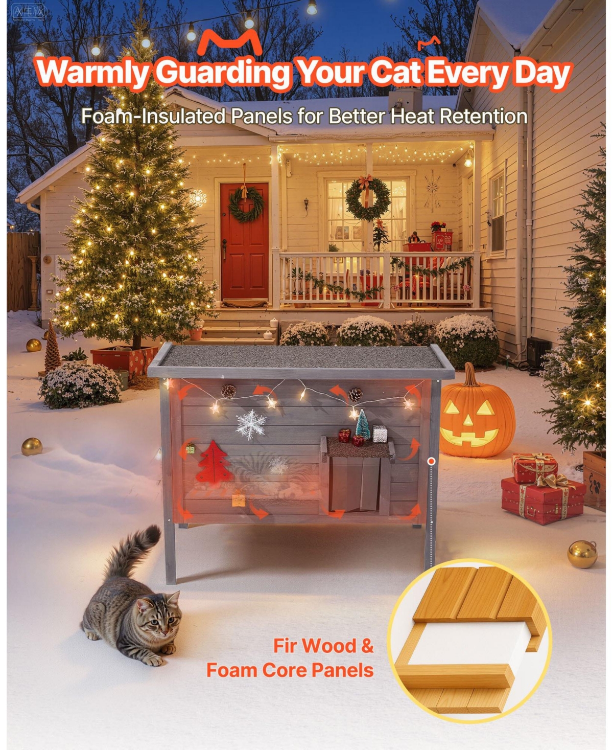 Cozito 34" Heated & Insulated Wooden Outdoor Cat House