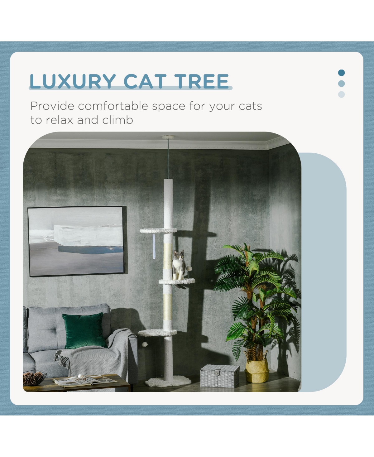 Aostirmotor 88.5"-100.5" Adjustable Height Cat Tree with Cloud Shape Platforms