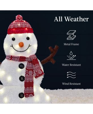 2D Lighted Snowman Family Set Outdoor Yard Decor w/ LED Lights