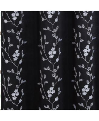 RT Designer Collection Lilian Embroidered Blackout Luxurious Decorative Grommet Curtain Panel 54" x 84" Black