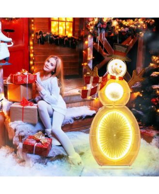 2.6 FT Lighted Snowman with 105 Built-in LED Lights Metal Stand Zip Tie Stakes