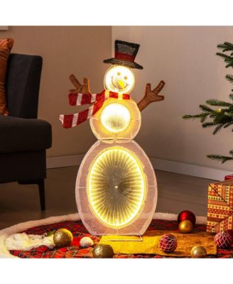 2.6 FT Lighted Snowman with 105 Built-in LED Lights Metal Stand Zip Tie Stakes
