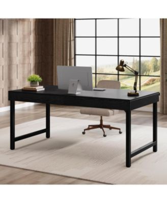 55" Industrial Executive Desk, Rustic Simple Computer Laptop Desk, Study Writing Table Business Workstation