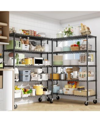 5-Tier 48 in W x 78 in H x 20 in D Height Adjustable Garage Wire Shelving Unit with wheels