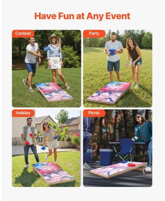 Cornhole Set 4x2 Ft Solid Wood Boards with Bean Bags and Carry Case