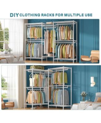 Clothing Rack for Hanging Clothes,Heavy Duty Clothes Rack with Shelves,Portable Closet,Adjustable