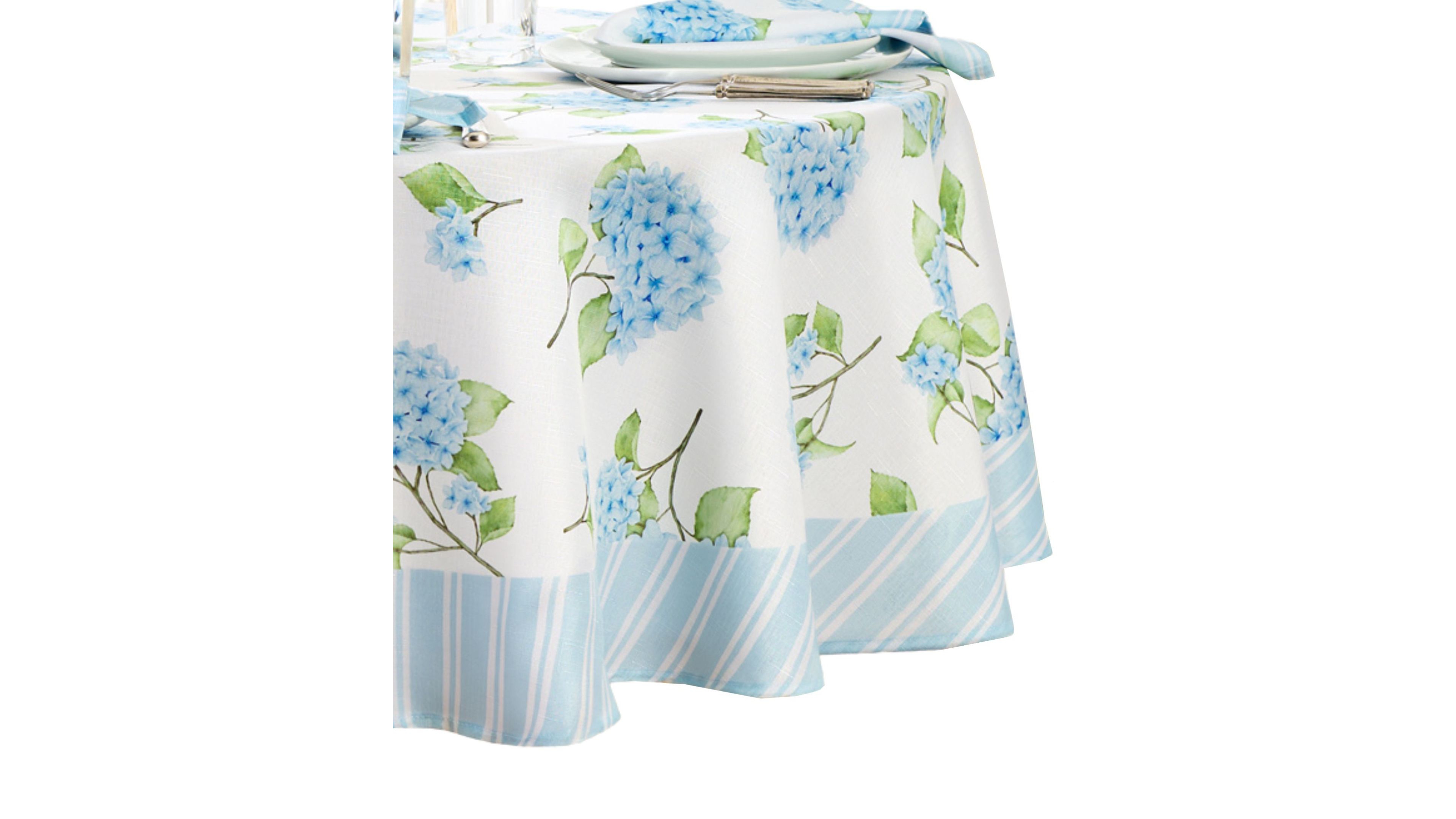 Elrene Nantucket Hydrangea Garden Round Tablecloth, 70" Round
