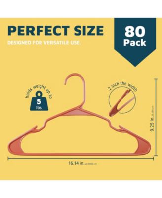 heavy-duty plastic hangers for clothes, dresses & coats non-slip grooves, space-saving design, holds 5 lbs 80-pack, dark brown.