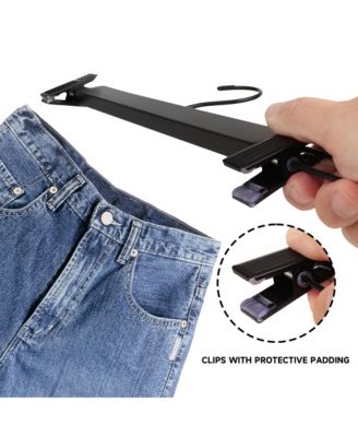 12-Pack Premium Wooden Pants Hangers with Adjustable Clip, Heavy Duty Solid Wood Skirt Bottom Hangers for Trousers, Dress Slacks, Dresses, Shorts