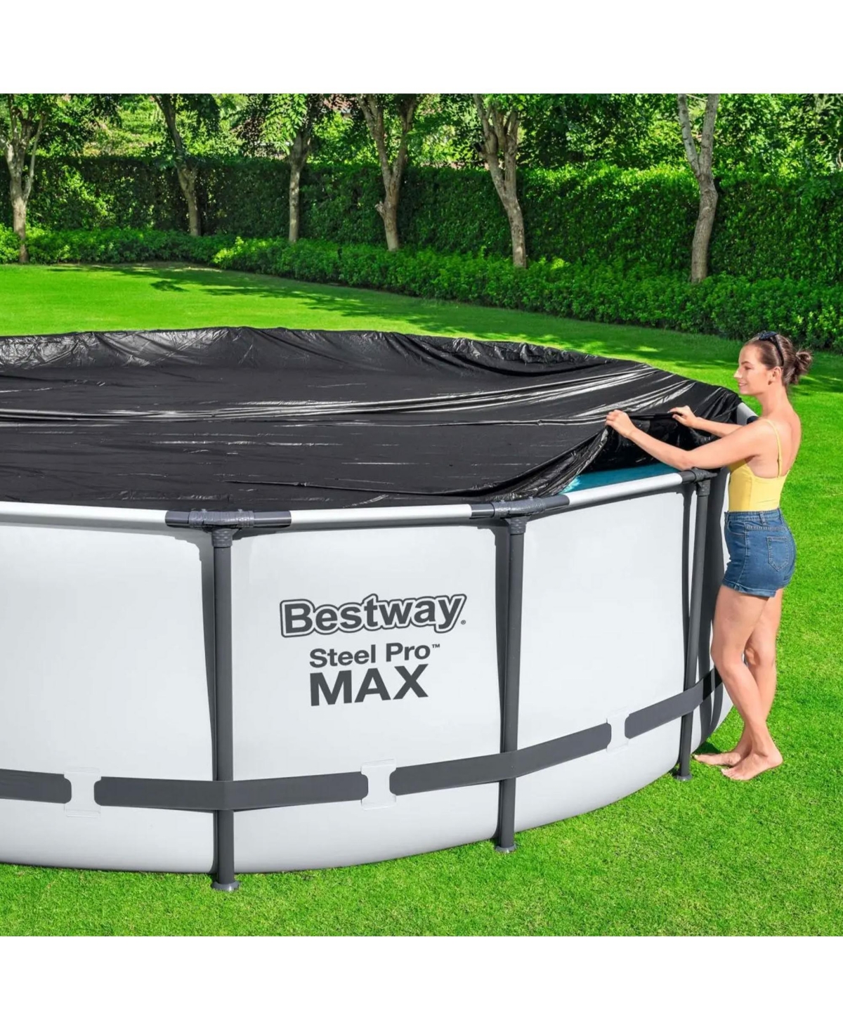 Bestway Flowclear 14 Feet Round Above Ground Pool Solar Pool Cover Only, Blue