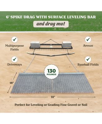 6' Spike Drag with Surface Leveling Bar and Drag Mat for ATV/UTVs