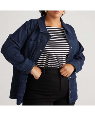 Plus Size Denim Utility Jacket