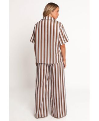 Women's Thalia Wide Leg Pant - Chocolate Stripe