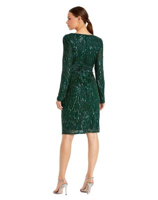 Women's Long Sleeve Embellished Sequin Cocktail Dress
