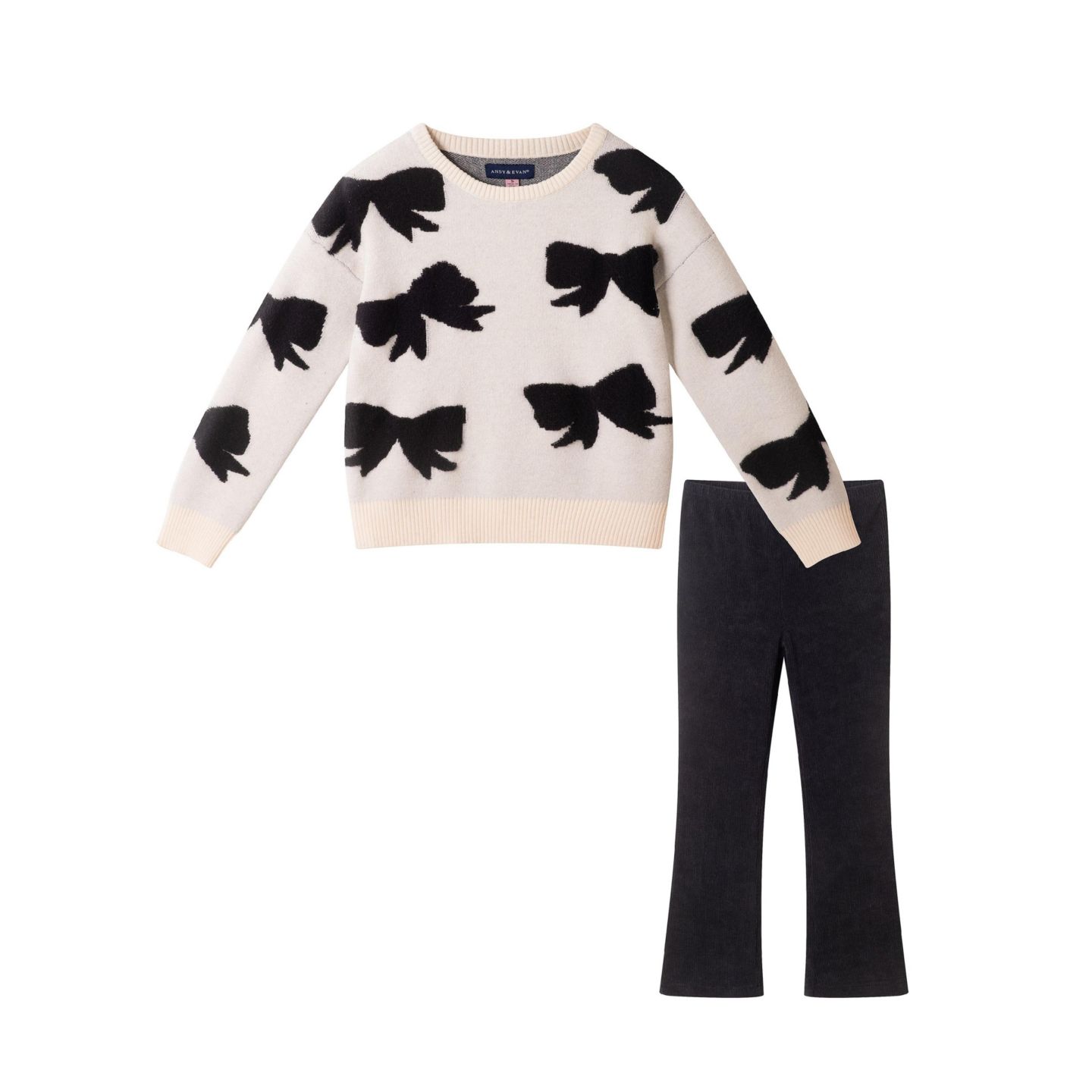 Комплект Andy & Evan Bows Sweater & Legging Set для девочек-малышей, цвет: Кремовый — фото 1