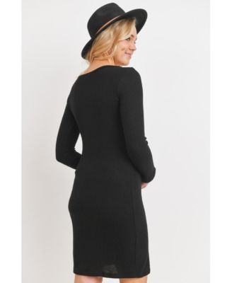 Maternity Ribbed Knit Long Sleeve Dress