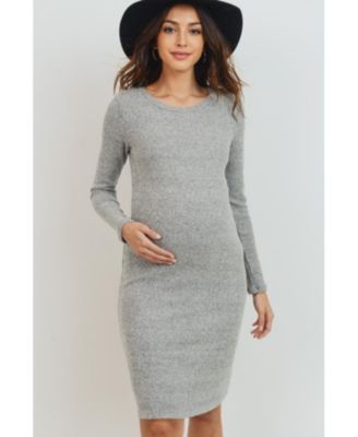 Maternity Ribbed Knit Long Sleeve Dress