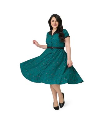 Plus Size 1950s Cotton Alexis Short Sleeve Swing Dress