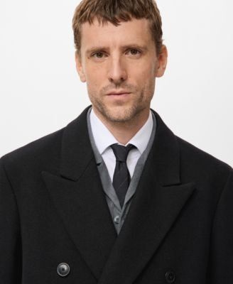 Men's Long Double-Breasted Wool Coat