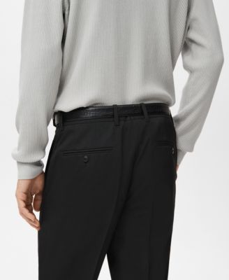 Men's Pleated Straight-Leg Suit Pants