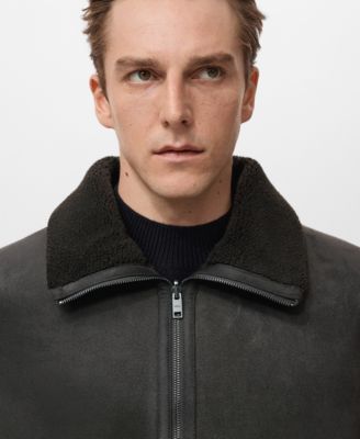 Men's Shearling-Lined Faux-Leather Jacket