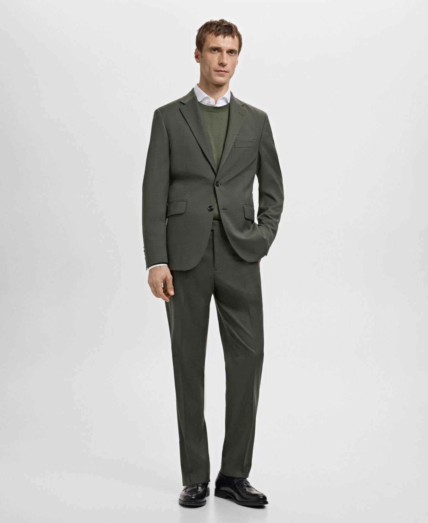 Мужские брюки MANGO Milan Slim-Fit Suit, цвет: Хаки — фото 2
