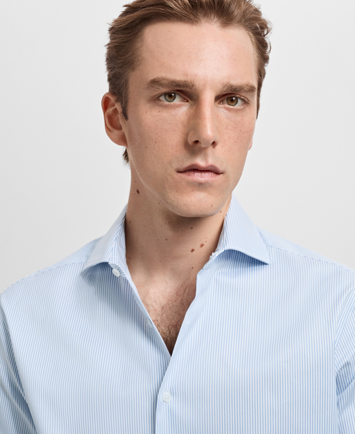 Mango Men's Striped-Print Slim-Fit Dress Shirt