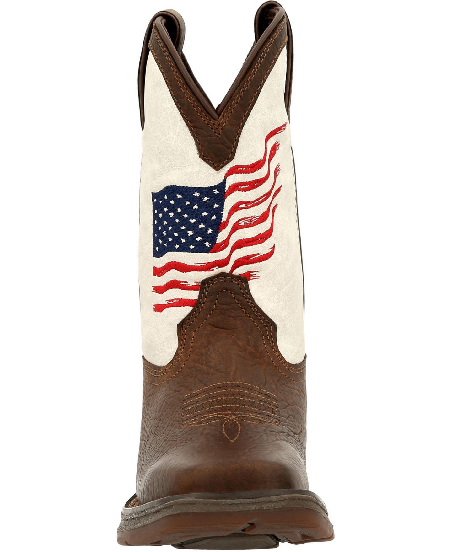 Ботинки Durango Lil' Rebel by Big Kids Distressed Flag Western Boot для мальчиков, цвет: Коричневый / Белый — фото 10