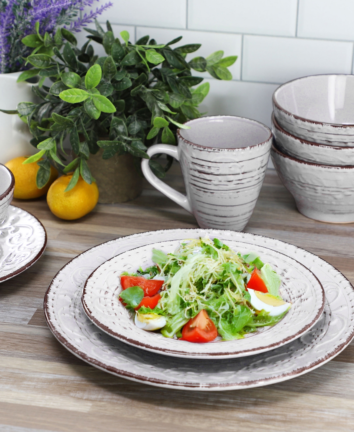 Elama Malibu 16-Pc. Dinnerware Set, Service For 4