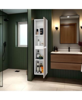 Dateland Two-Door Wall Cabinet, Stylish Vertical Storage for Bathroom or Kitchen, Light beige and white