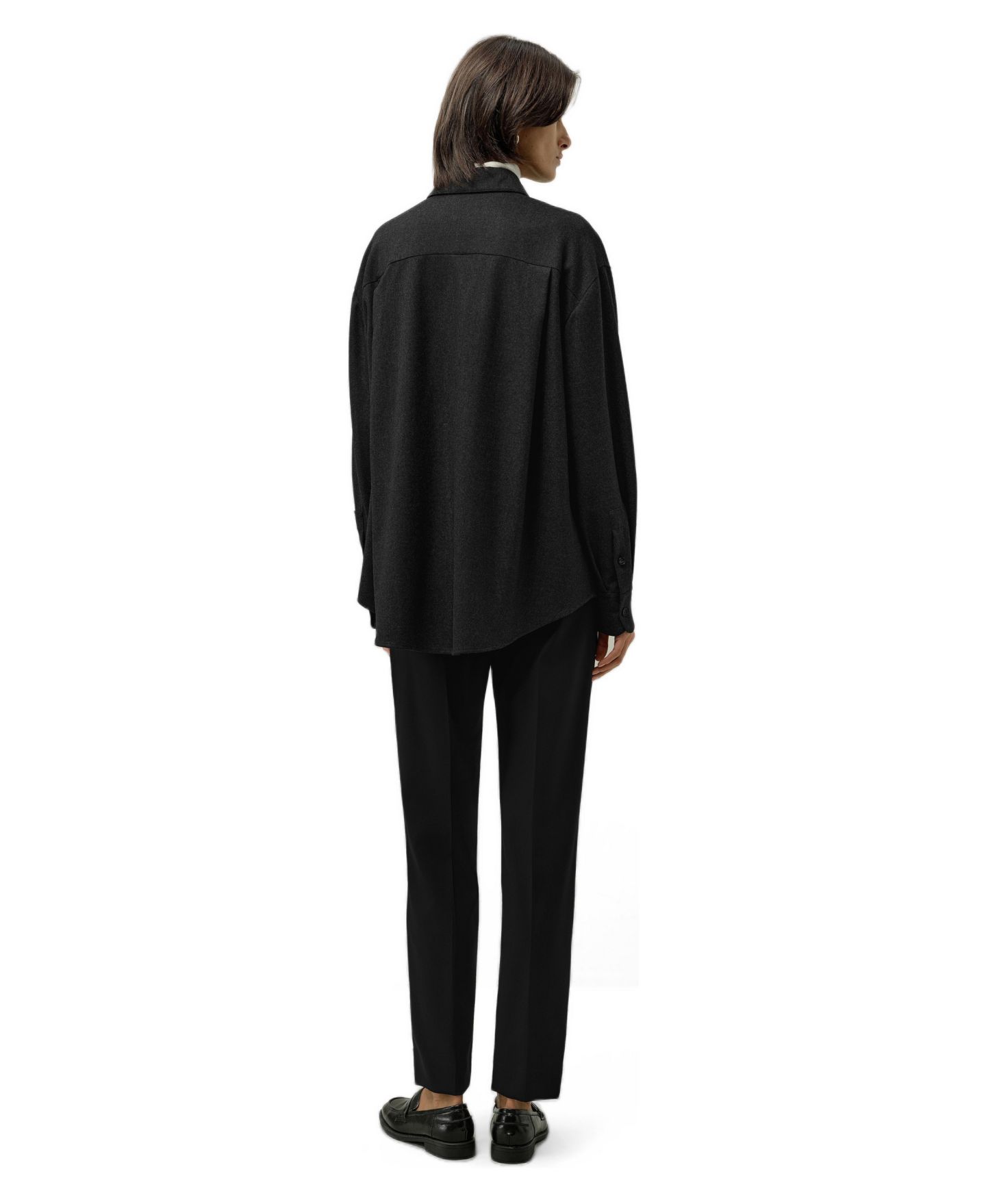 Женская рубашка LILYSILK Silk-Wool Oversized Warm, цвет: Thunder — фото 3