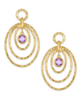 Amethyst (1-5/8 ct. t.w.) Diamond Cut Multi Row Oval Drop Earrings in 14k Gold Over Sterling Silver