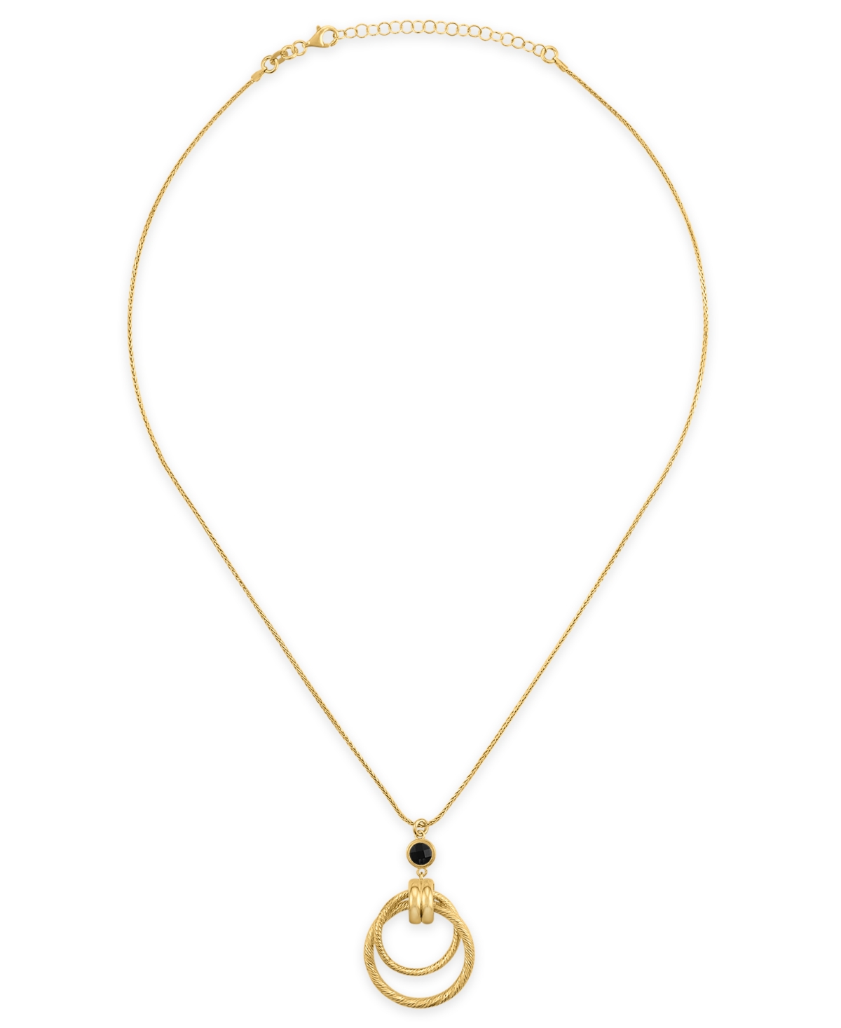 Macy's Garnet (1-1/5 ct. t.w.) Diamond Cut Interlock Circle Necklace 14k Gold Over Sterling Silver (Also available Onyx)