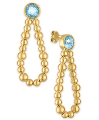 Amethyst (4 ct. t.w.) Beaded Loop Drop Earrings in 14k Gold Over Sterling Silver (Also Available in Sky Blue Topaz)