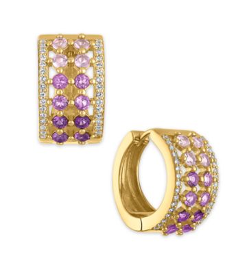 Multi-Gemstone (2 ct. t.w.) Huggie Hoop Earrings in 14k Gold Over Sterling Silver (Also Available in Amethyst)
