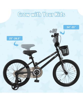 18-Inch Kids Bike with Basket and Training Wheels for Ages 4-8