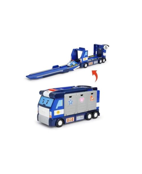 Детская игрушка Robocar Poli Transforming Police HQ Playset & Trailer Truck Role Play Toy with Vehicle Launchers (1 Poli Die-Cast Car Included