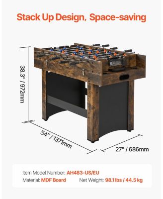 3-in-1 Combo Game Table, 54" Air Hockey, Ping Pong and Foosball Multi-Game Table for Family Game Rooms