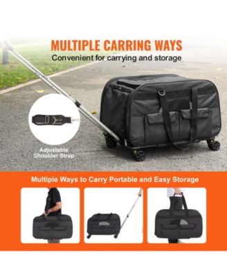 Rolling Pet Carrier with Telescopic Handle, Holds up to 35 lbs., Black