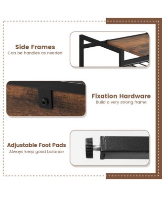 Industrial Entryway Table 3-Tier Sofa Side Table with Removable Panel & Mesh Shelf