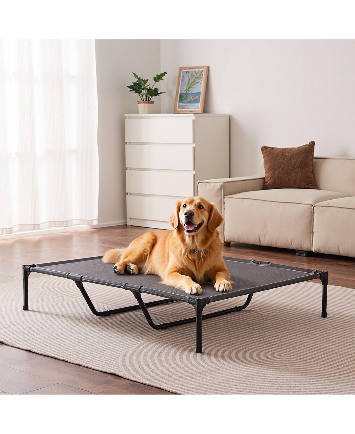 Cozito Steel Frame Portable Elevated Pet Cot, Xl, Gray