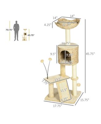 45" Cat Tree with Scratching Posts, Ramp, Condo, Toy Balls